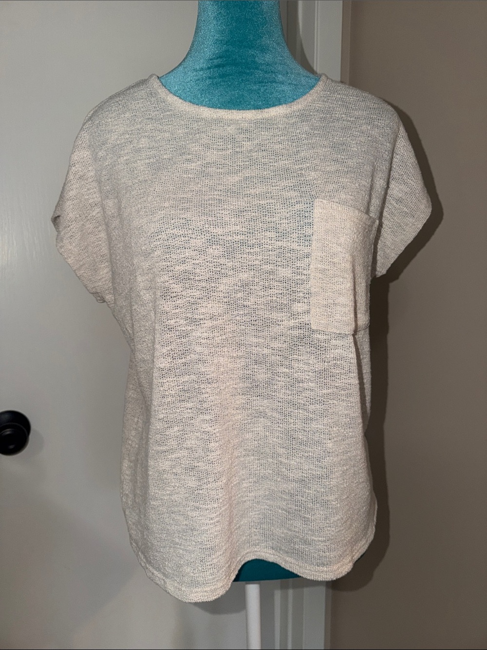 Gilli Cream Short Sleeve Pocket Knit Top